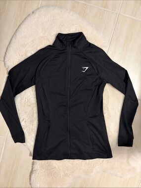 Gymshark Black Full-Zip Training Jacket with Logo - XS